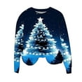 thumbnail image 5 of Feancey Merry Christmas Womens Fashion Sweatshirts Fall Trendy Xmas Tree Printed Pullover Sweatshirt Holiday Casual Crewneck Long Sleeve Tops Blue XXL, 5 of 7