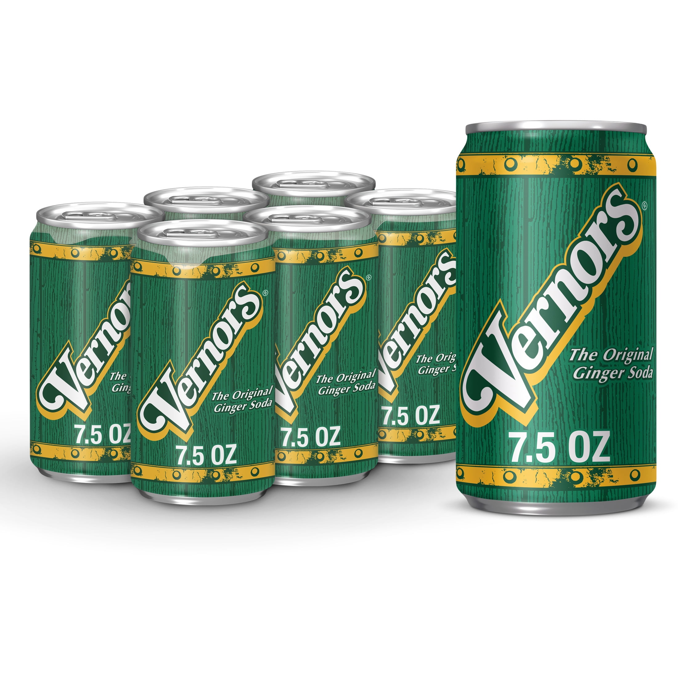 (4 pack) Vernors Caffeine Free Ginger Ale Soda Pop, 7.5 fl oz, 6 Pack Cans