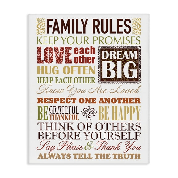 Stupell Industries Rustic Lodge Family Rules Autumn Tones Canvas Art, 16 x 20, by Irina Urteaga