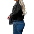thumbnail image 3 of Chaquetas para Mujer, Informales, Holgadas, Cómodas, Estilo Utilitario, con Botones y Solapa Grande, , para Mujer. Negro S, 3 of 7