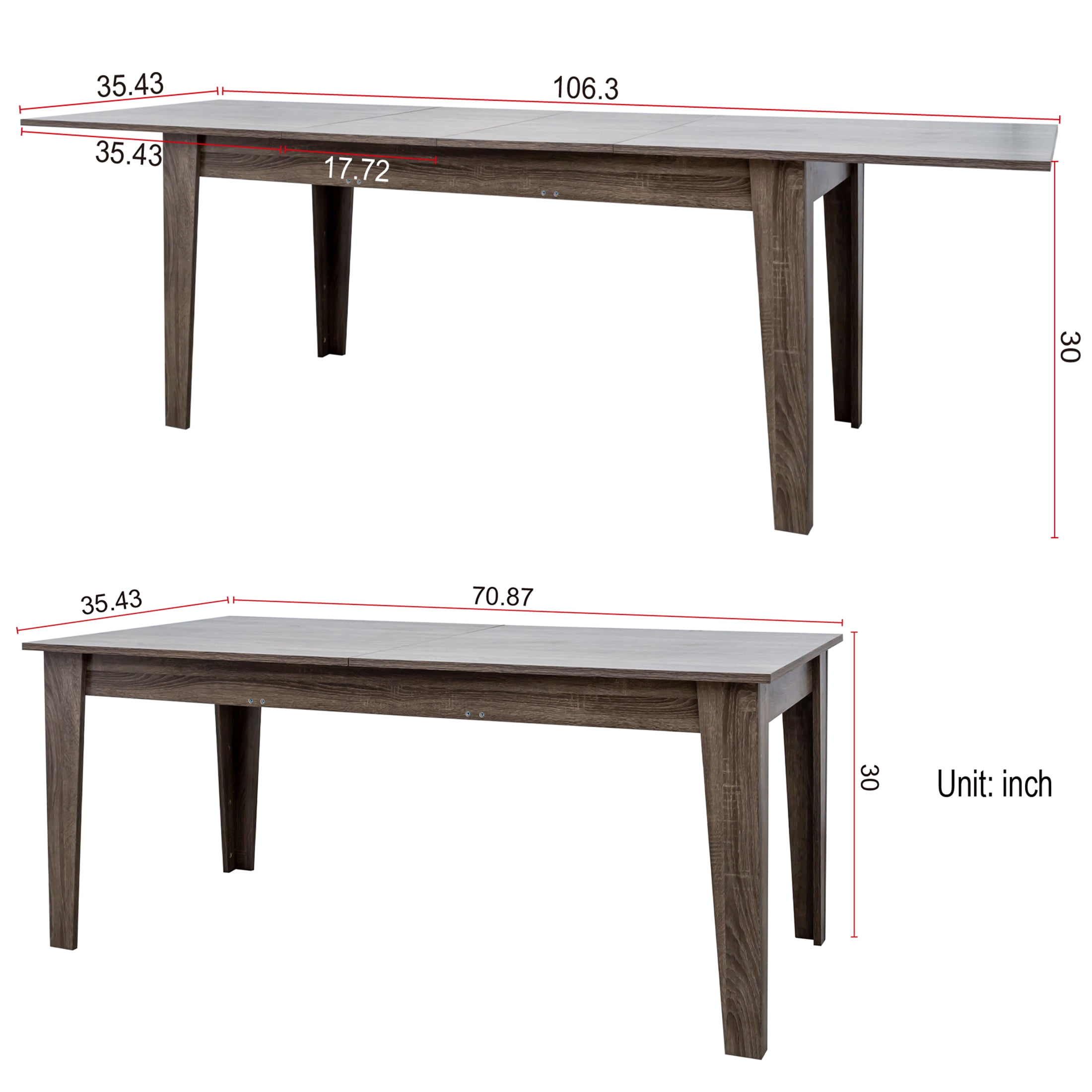 Aukfa Extendable Dining Table for 4-10,Rectangular Kitchen Tables for Living Dining Room, Dark Oak