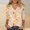 Orange, variant on Womens Summer Tops Floral Printed 3/4 Length Sleeve V Neck Dressy Casual Shirts Loose Fit Work Comfy Going Out Beach Outfits Clothes