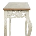 thumbnail image 6 of DecMode 46" x 30" White Wood Intricately Carved Scroll Console Table with Brown Wood Top, 1-Piece, 6 of 16