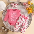 thumbnail image 5 of eczipvz Baby Girl Newborn Outfit Baby Girl Clothes Newborn Infant Outfits Fall Winter Cute Floral Romper Tops+Pants+Headband 3-6 Months, 5 of 8