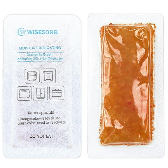Wisesorb 5Pcs 40 Gram Rechargeable Desiccant Packs -Color Indicating - Moisture Absorbing Bag - Silica Gel Dehumidifier for Storage