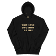 thumbnail image 2 of Itzus Collections Graphic One Shot At Life Motivational Hoodie, Black Unisex, Size M, 2 of 3