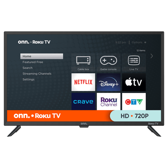 onn. 32" 720p HD Roku Smart TV (100012589-CA), 3 HDMI, 60 Hz