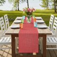thumbnail image 4 of Vintage Coral Red Burlap Cotton Table Runner 13x90 Inches Long, Farmhouse Retro Solid Color Linen Texture Farmhouse Table Runners, Outdoor Dining Tablecloths Decor for Baby Shower/Party/Wedding, 4 of 8