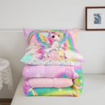 thumbnail image 5 of Manfei Cute Unicorn Twin Comforter Sets,Dreamy Rainbow Bedding Set,Multicolor,Colorful Stars Reversible,2-Piece,1 Comforter and 1 Pillowcase, 5 of 7
