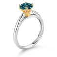 thumbnail image 3 of Gem Stone King 1.10 Ct Round London Blue Topaz 10K White and Yellow Gold Solitaire Engagement Ring (Size 6), 3 of 4
