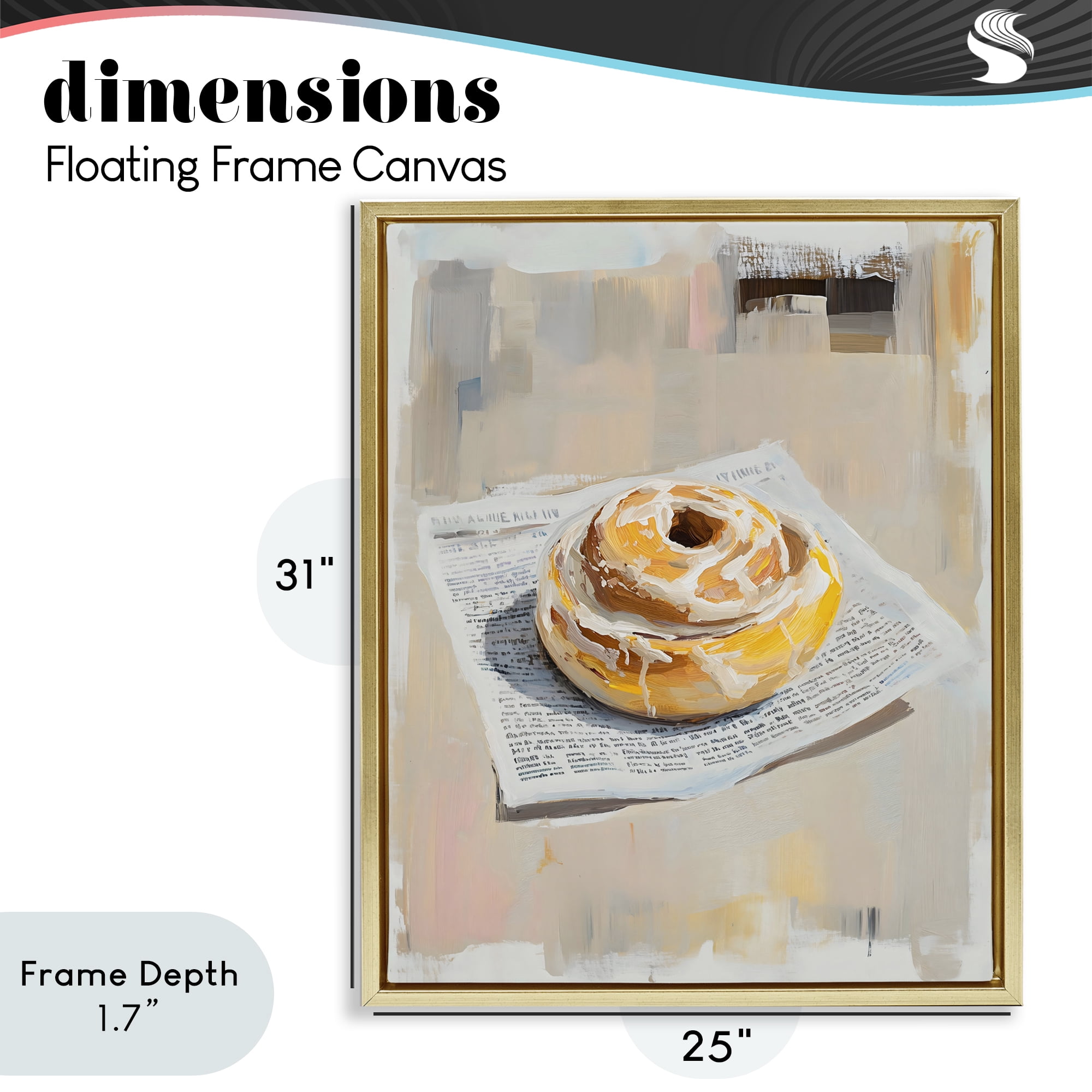 Stupell Industries Cinnamon Roll & Morning Paper Gold Framed Floater Canvas Wall Art, design by The Prints Vibe