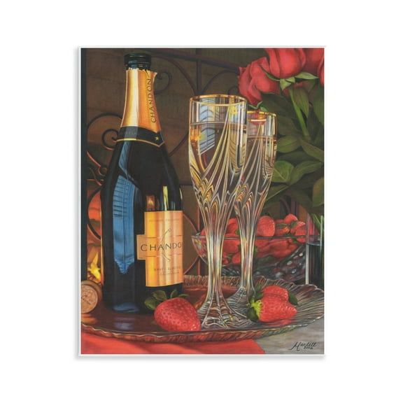 Stupell Industries Romantic Champagne Pair Food & Beverage Painting Unframed Art Print Wall Art, 11 x 14