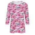 thumbnail image 5 of 3/4 Sleeve Shirts for Womens Valentines Days Tops Plus Size Crewneck Tee Cute 3D Heart Print Blouse, 5 of 5