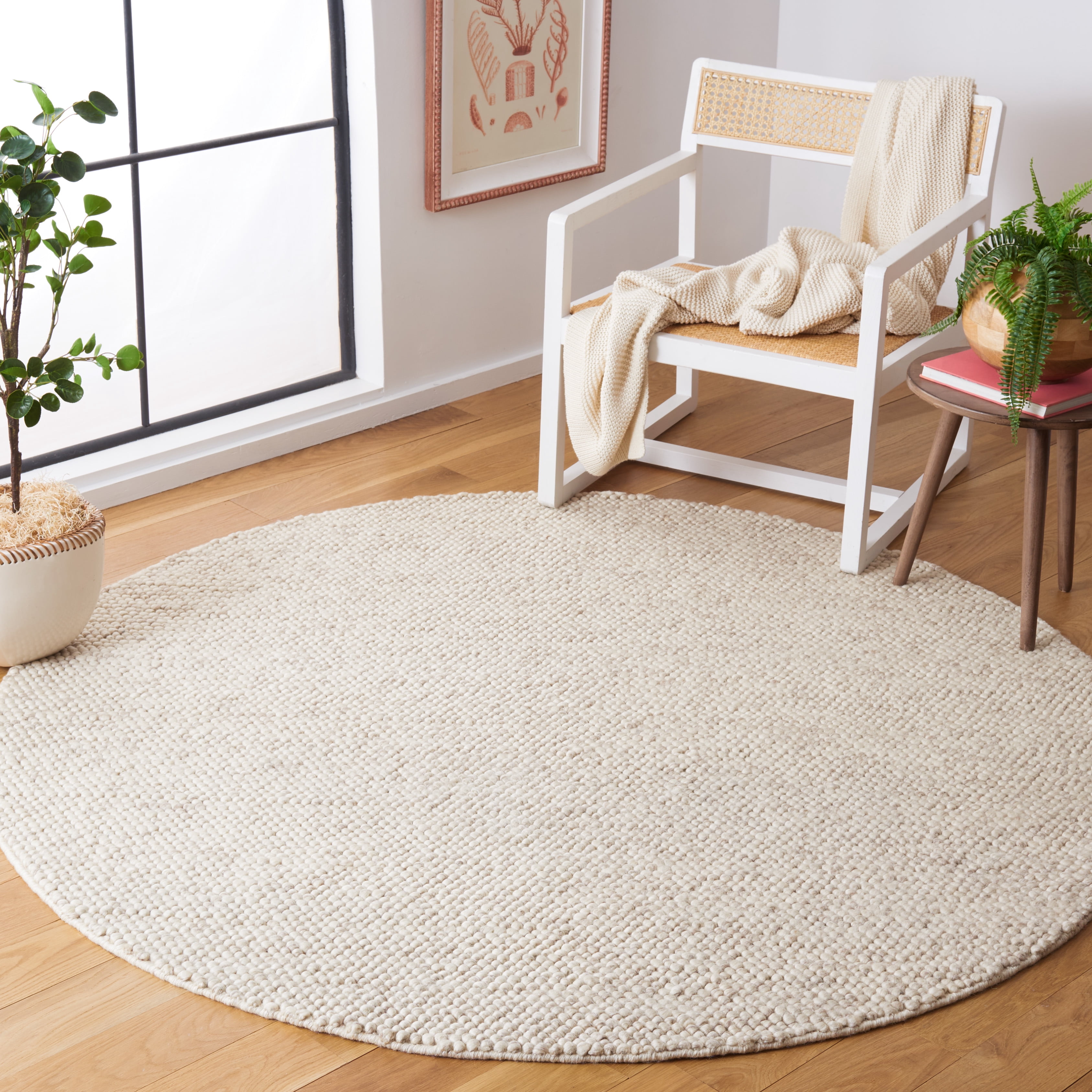 SAFAVIEH Natura Willoughby Distressed Area Rug, Beige/Ivory, 10' x 10' Round