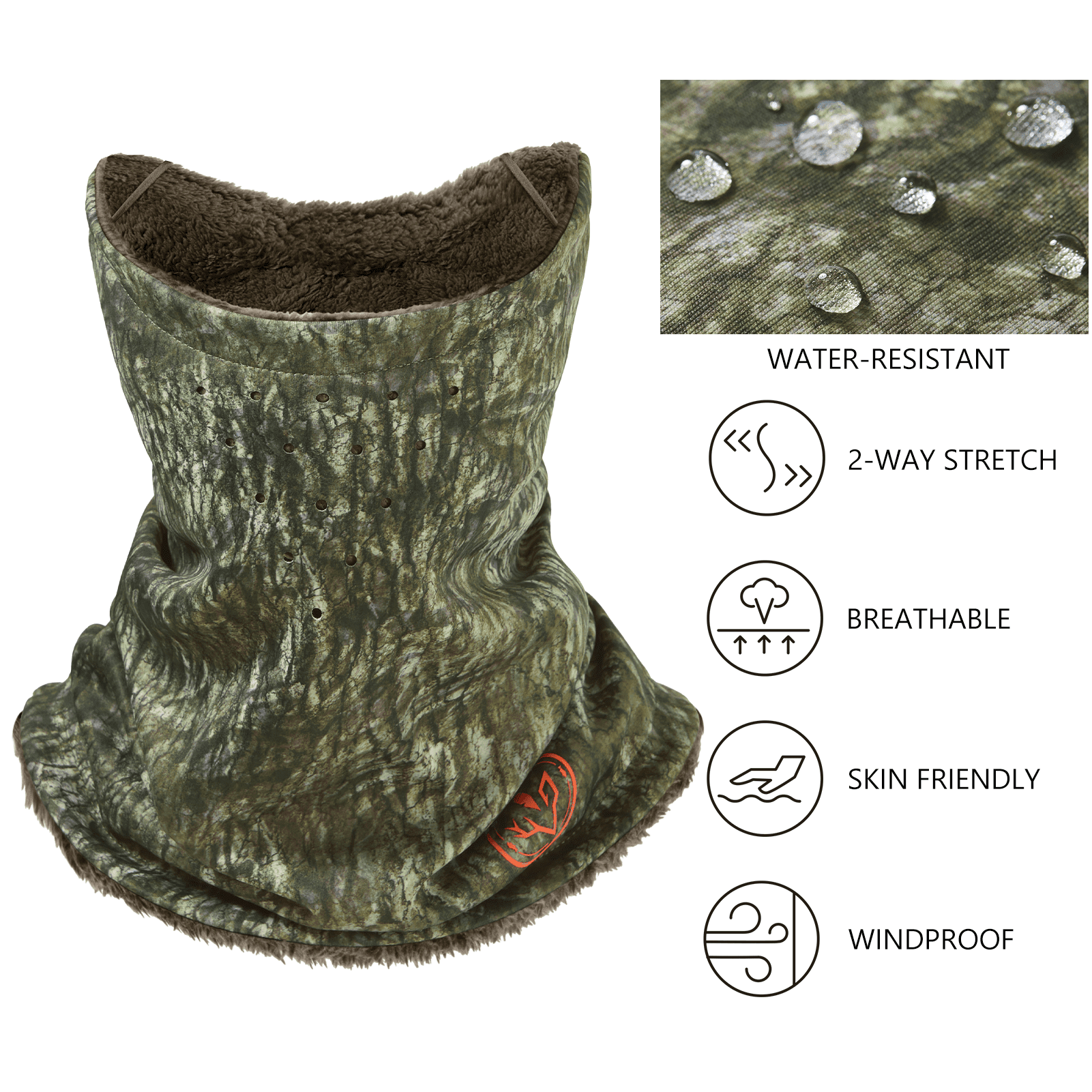 BASSDASH Unisex Winter Neck Gaiter Warmer Insulated Fleece Hunting Face Mask Water Resistant for Fishing Hiking Skiing