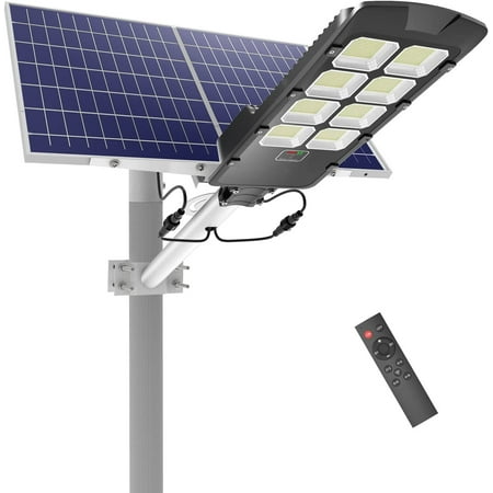 

XY 800W Solar Street Lights Outdoor 50000 Lumens Dusk to Dawn Security LED Flood Lights Remote Control IP66 Waterproof Solar Pole Lamp Motion Sensor for Parking Lot Yard Garden Patio Stadium