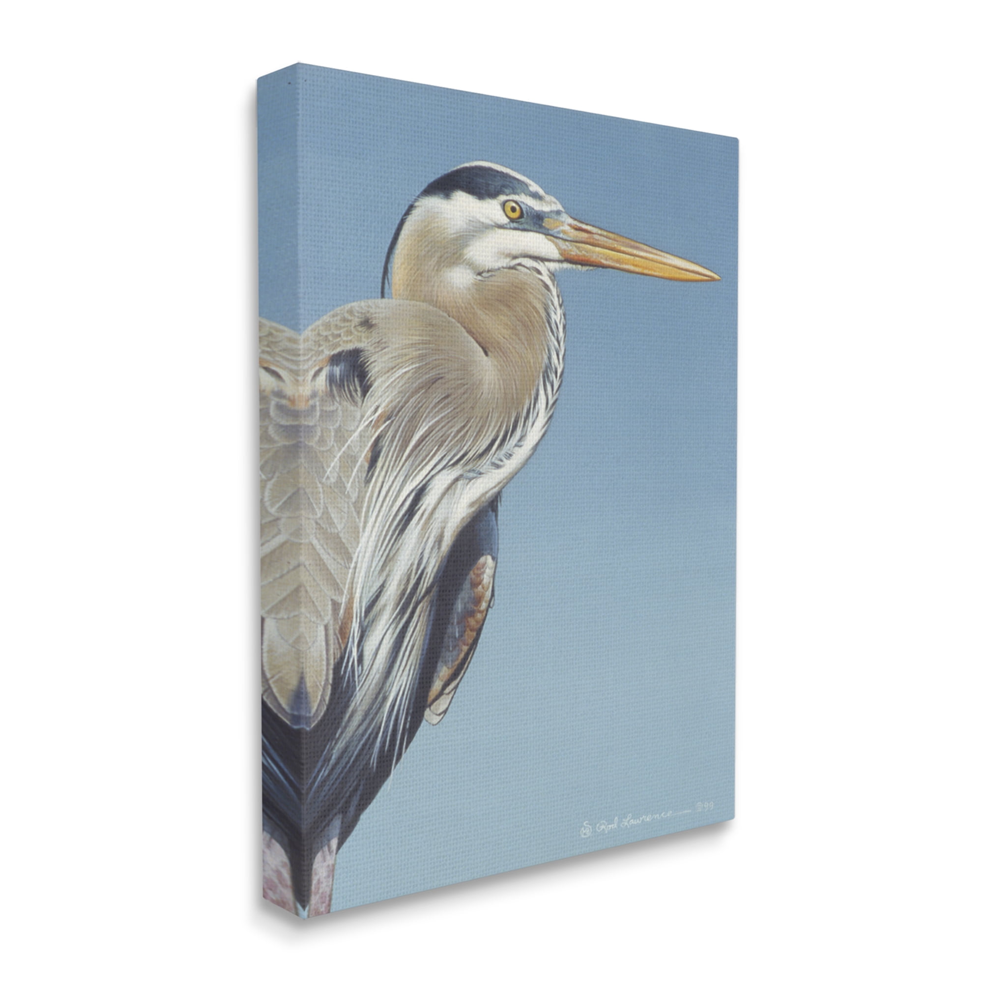 Stupell Industries Heron Portrait on Blue Animals & Insects Painting Gallery Wrapped Canvas Art Print Wall Art, 24 x 30