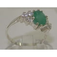 thumbnail image 3 of LBG 14k White Gold Natural Emerald and Diamond Womens Cluster Ring (0.36 cttw, H-I Color, I2-I3 Clarity), 3 of 5