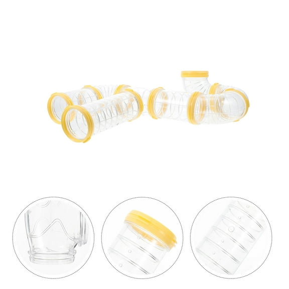 Soimiss 1Set Thickened Plastic Hamster Cage Tunnel Yellow External Maze Connector
