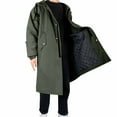 thumbnail image 3 of BVnarty Men's Long Sleeve Hooded Trench Coat Button Zipper Outwear Solid Color Windbreaker Jacket Lightweight Loose Fit (Army Green,L), 3 of 6