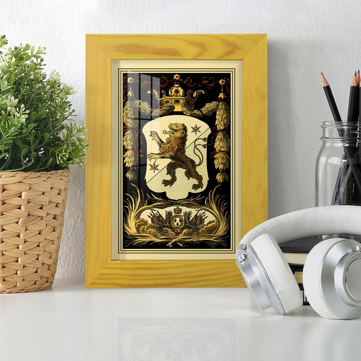 Family Crest III -Framed Print w/glass-Sunflower Yellow