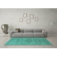 thumbnail image 3 of Ahgly Company Machine Washable Indoor Square Oriental Turquoise Blue Traditional Area Rugs, 5' Square, 3 of 4
