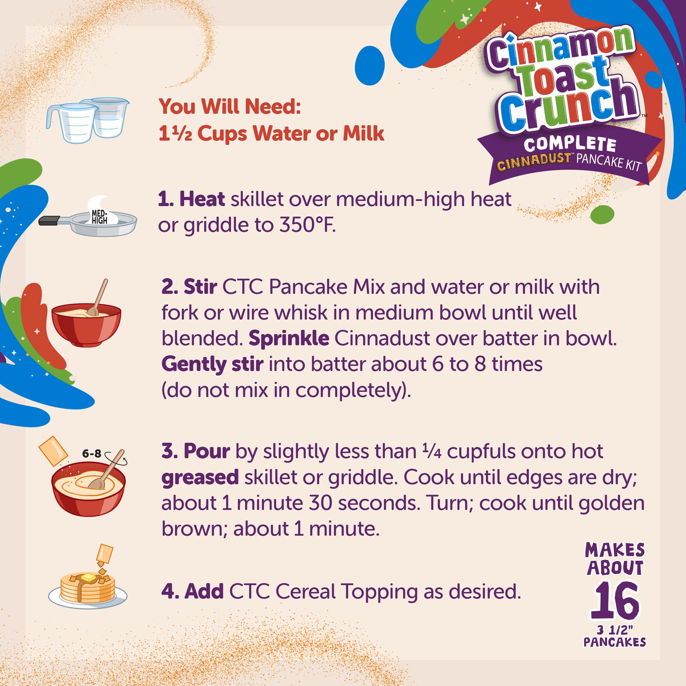 Betty Crocker Cinnamon Toast Crunch Pancake Kit, Baking Mix, 15.6 oz.