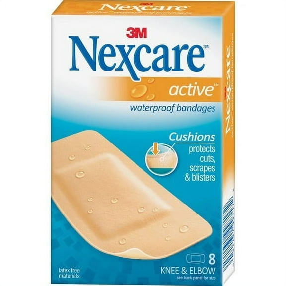 Nexcare Extra-Cushion Knee/Elbow Bandages 1.88" x 4" - 8/Box - Beige - Foam