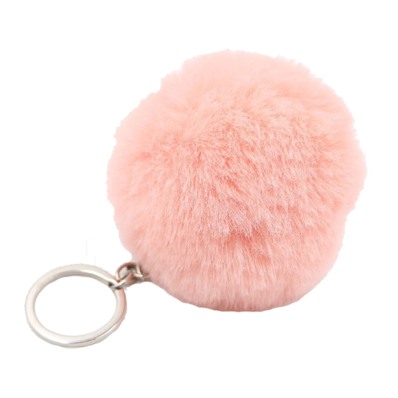 Soft Girls Bag Ball Fluffy Fur Pompom 8cm Keyring Charms Kids Cute Clothes Pink 