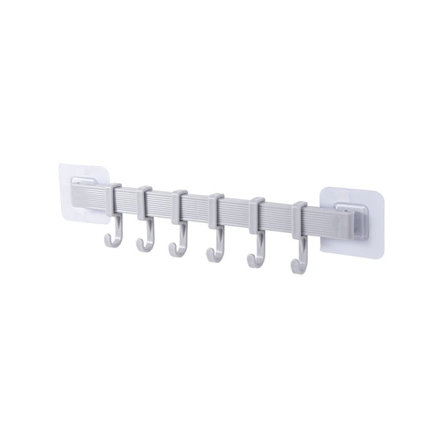 Bearachild Utensilios de cocina de trapo montados en la pared, gancho para vajilla, ropa trasera multiusos, colgador de sombreros, estante de Accesorios de baño Gris