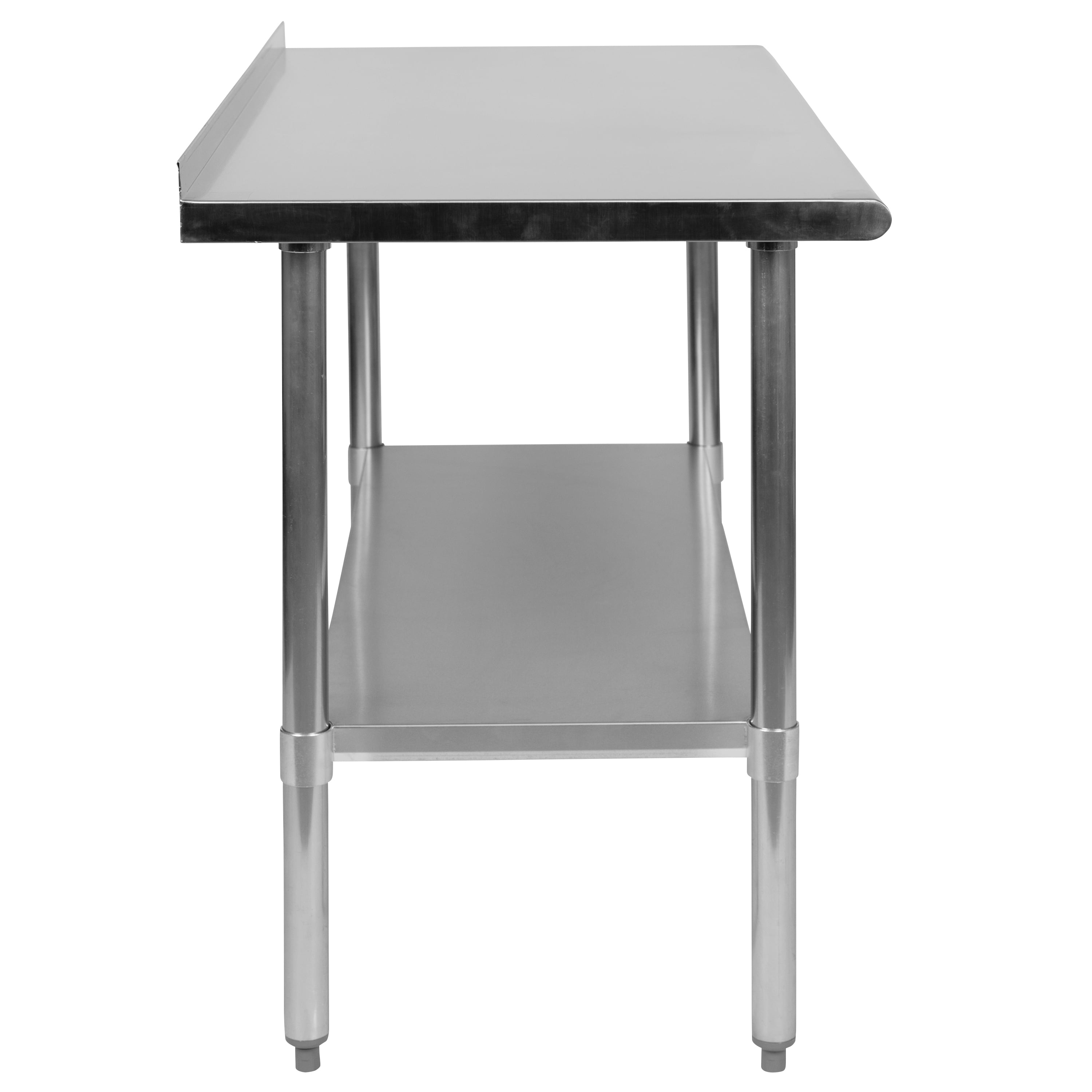 Flash Furniture Rawcliffe Stainless Steel 18 Gauge Prep and Work Table with 1.5" Backsplash and Undershelf - NSF Certified - 48"W x 24"D x 36"H
