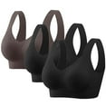 thumbnail image 2 of Pxxlle Plus Size Womens Bras Seamless Wireless Bra High Impact Everyday Bralette Comfort Supportive Brasieres Pack of 3 XXXXL Coffee, 2 of 10