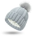 thumbnail image 2 of Sonducket Gorro de lana, gorro de punto cálido, cómodo, transpirable, protección para los oídos, Otoño Invierno, cabeza de pompón, gorros para Sombreros Gris claro Sonducket AP013443-07, 2 of 6