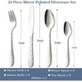 thumbnail image 7 of 24 Pieces Flatware Set, Stainless Steel Cutlery Set with Silverware Holder, Modern Gold Silverware Set Includes Dinner Knives Forks Spoons,Hanging Silverware Set Service for 6 (Silver), 7 of 7