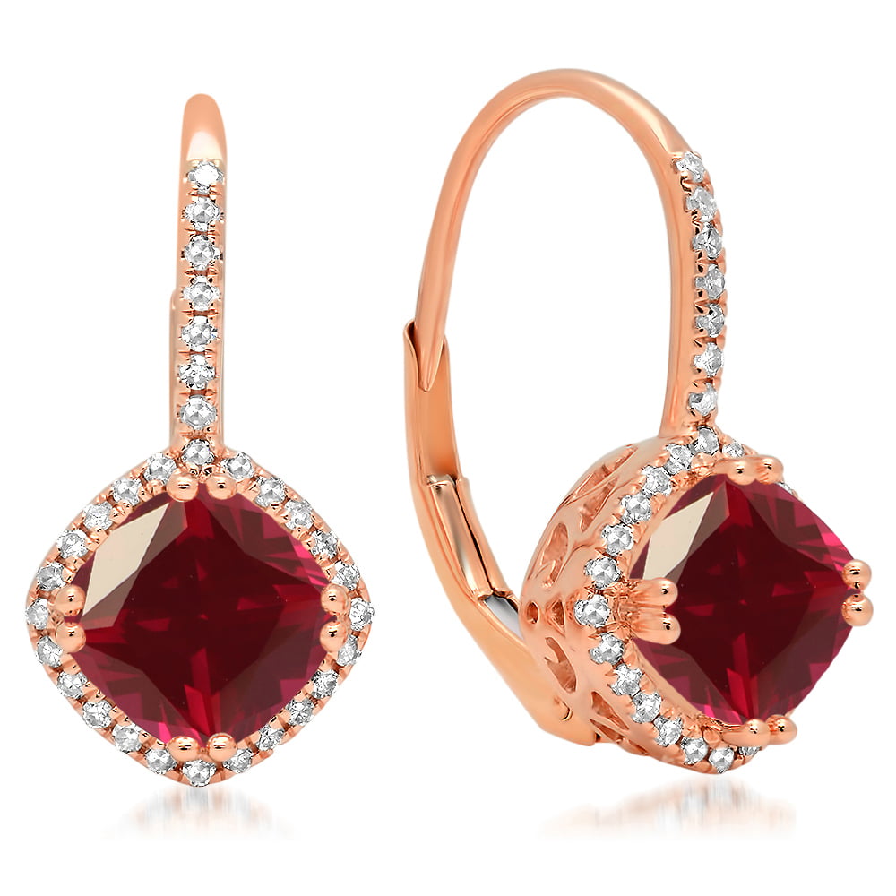 Rose Gold Dazzlingrock Collection 18K Round Gemstone Ladies Cushion Shaped Solitaire Stud Earrings 