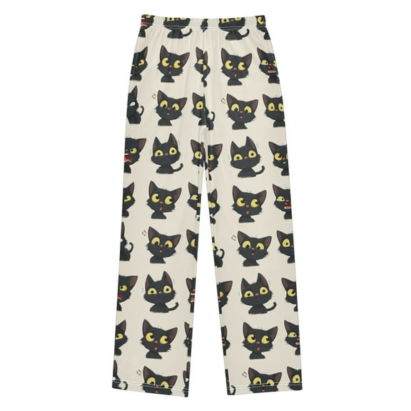 Black Cat with Yellow Eyes Boys Pajama Pants Soft and Lightweight Elastic Waistband Children's Pajama Pants