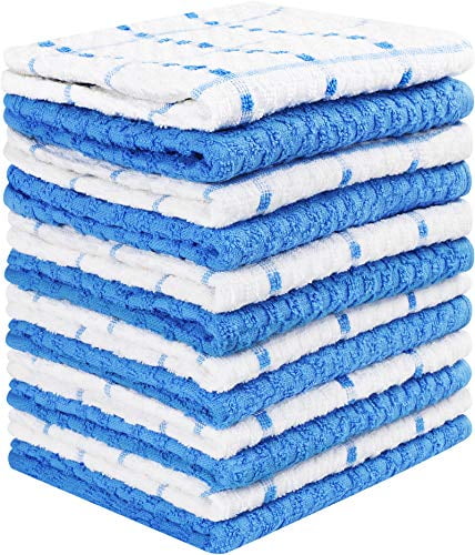 15 x 25 Inches Pack of 12 100% Ring Spun Cotton Super Soft and Absorbent Dish Towels Blue Tea Towels and Bar Towels, Utopia Towels Kitchen Towels