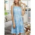 thumbnail image 6 of Deago Women’s Casual Tie Dye Short Dress Crew Neck Sleeveless Loose T Shirt Summer Tank Beach Sundress (Light Blue, XL), 6 of 9