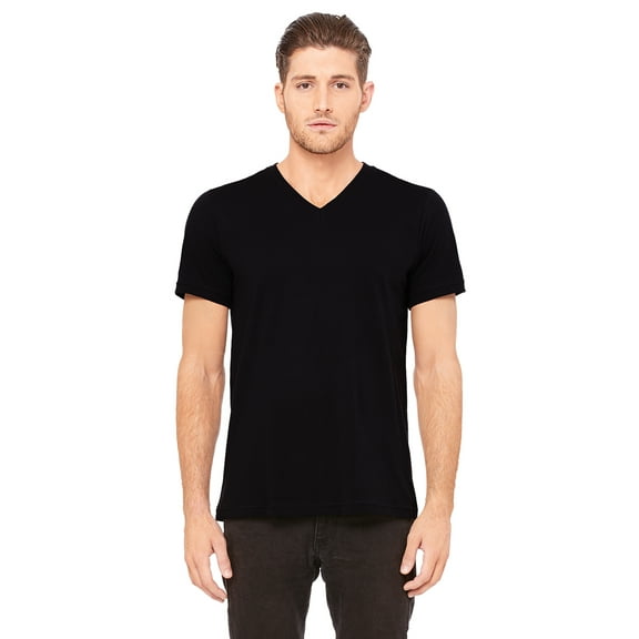 Unisex Jersey S/S V-Neck Tee , 3005 , Black , X-Small