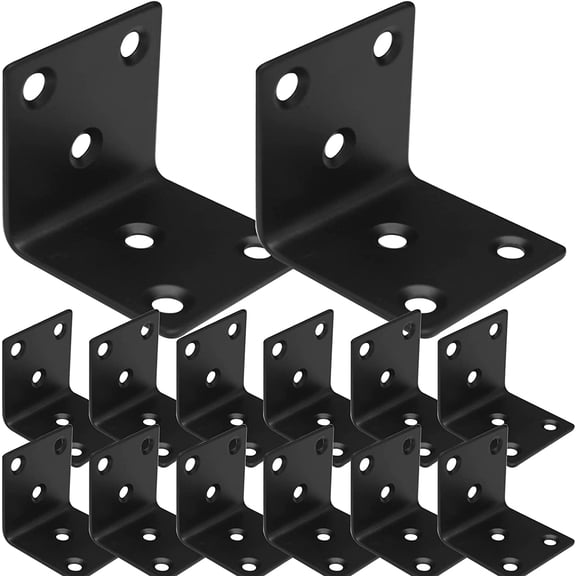 20Pcs Stainless Steel Angle Brackets, 1.5"x1.5"x1.5" Black L Brackets for Wood, 40MM 1.5Inch Heavy Duty Wide Corner Bracket Metal Corner Brace 90Degree L Shape Bracket for Wooden Frame Bed Furniture