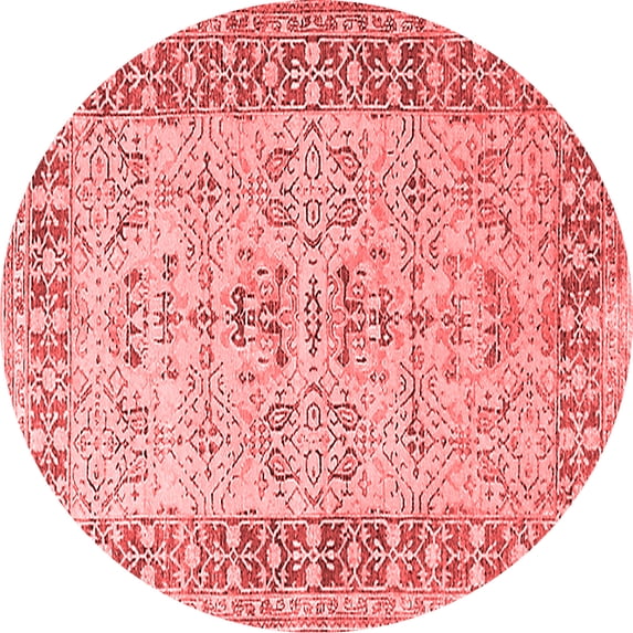 Ahgly Company Indoor Round Oriental Red Industrial Area Rugs, 4' Round