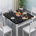 thumbnail image 3 of Black Christmas Ornament Pattern Square Fitted Tablecloth with Elastic Edge,Square Table Cover,Washable Elastic Table Cover for Home Kitchen Party Decor 34"x34", 3 of 6