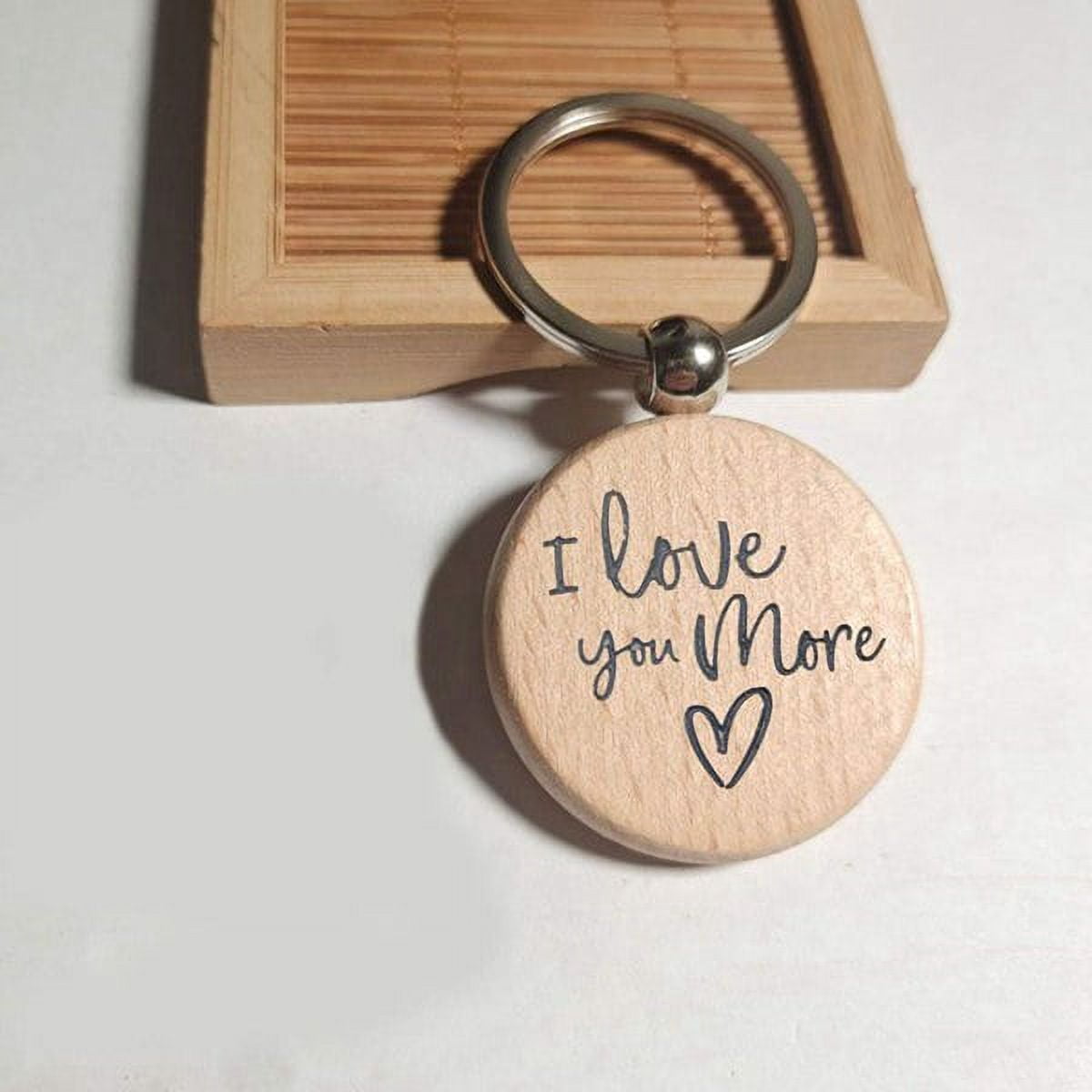 40Pcs Blank Round Wooden Key Chain Diy Wood Keychains Key Tags Can Engrave Diy Gifts
