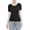 Black, variant on Women's Ribbed Short Sleeve T Shirt with Padded Bra and Straight Shoulder Summer Thin Top Short Sleeve T Shirt