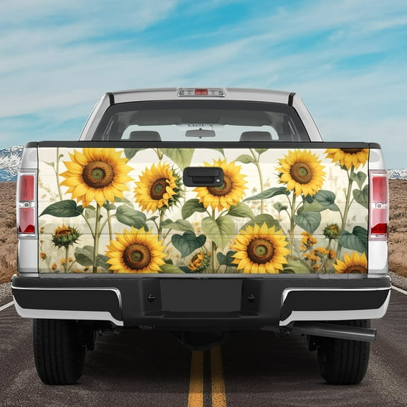 Lotusprinthandmade Floral 3D Tailgate Wrap 2 Sizes (24"x58"), Colorful Floral Car Decal, Botanical Nature Truck Sticker