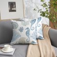 thumbnail image 2 of Nautical Coastal Throw Pillow Covers Set of 2 Beach Themed Ocean Coral Seahorse Decorative Pillow Cases Outdoor Sofa Cushion Cover for Bedroom Living Room, 20x20, Blue, 2 of 6