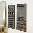 thumbnail image 5 of Double Sided Hanging Jewelry Organizer, 48 Pockets Clear Window Large Jewelry Hanging Organizer with Necklace Hanger, Wall/Door/Closet Stud Earring Bracelet Ring Storage (Whith), 5 of 8