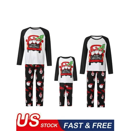 

Christmas Family Matching Pajamas Set Cute Santa Print Tops and Pants Pajama PJS Sets Sleepwear for Family
