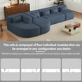 thumbnail image 5 of 144" Modular Upholstered Sofa, Free-Combined Sectional Couch with Two Curved Chaise Lounges, Five Back Pillows, Blue Boucle Fabric, Foam Seating, Modern L-Shaped Sofa for Living Room, 5 Seats, 5 of 9