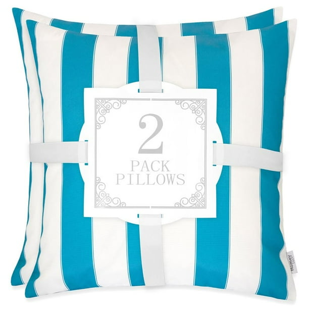 Homey Cozy Olivia 20inch Stripe Fabric Outdoor Pillow in Aqua Blue (Set of 2)